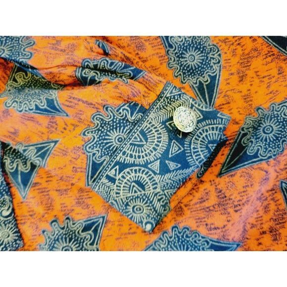 Oleg Cassini 12 Vintage Blouse Black‎ Red Asian Inspired L/S Mandarin Collar - Picture 6 of 7